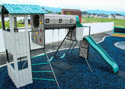playground on blue rubber mulch